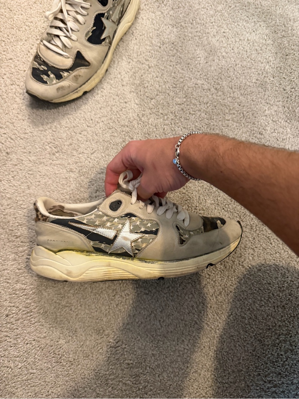 Golden Goose Beige and Black Star Camouflage Sneakers - Picture 5 of 8